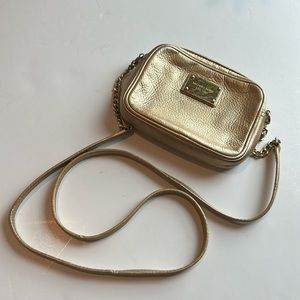 Michael Kors Jet Set Mini Crossbody gold leather small gold chain 25in drop 7x5